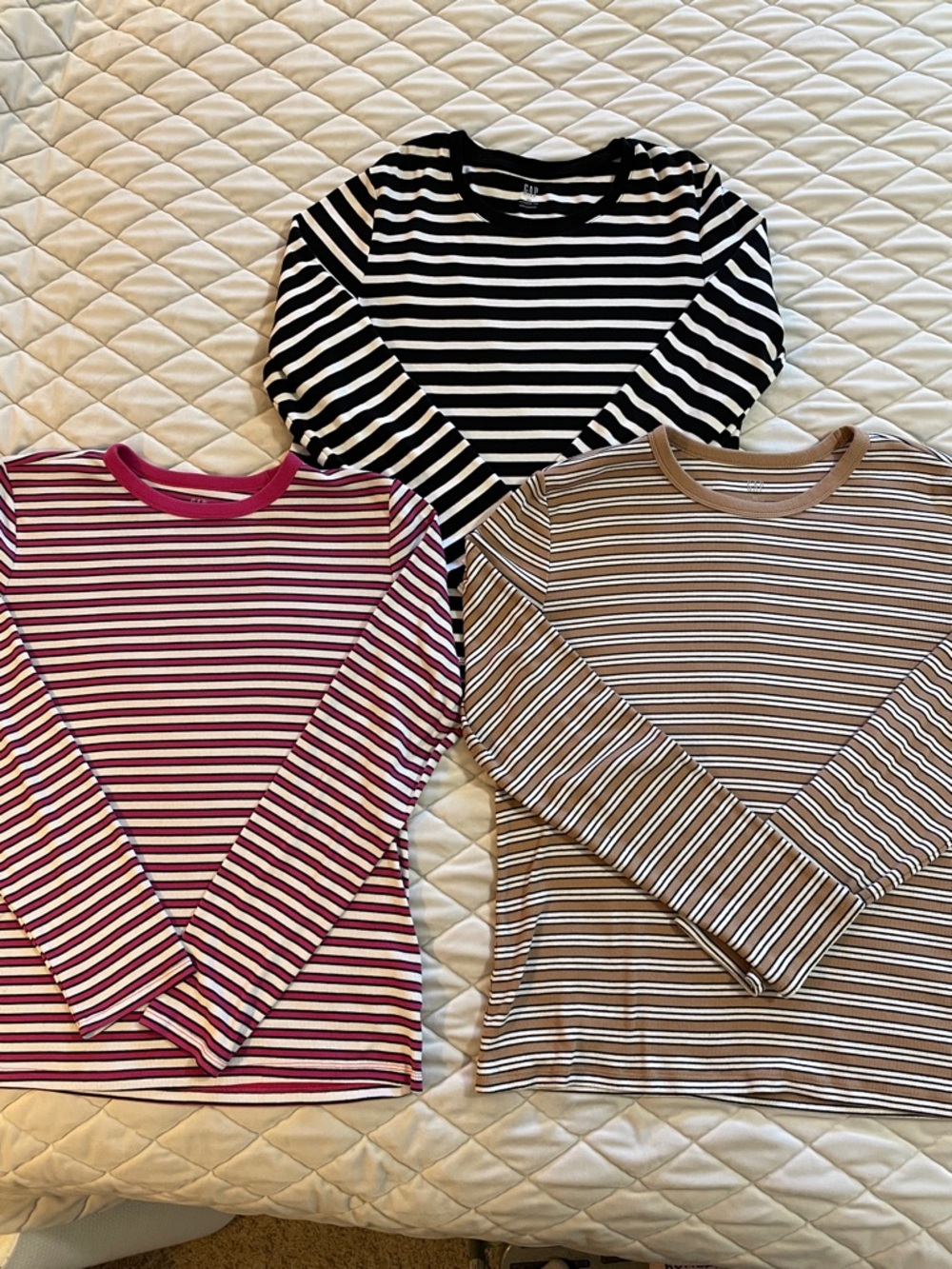 3 GAP Striped Long-Sleeve Crewneck Tops